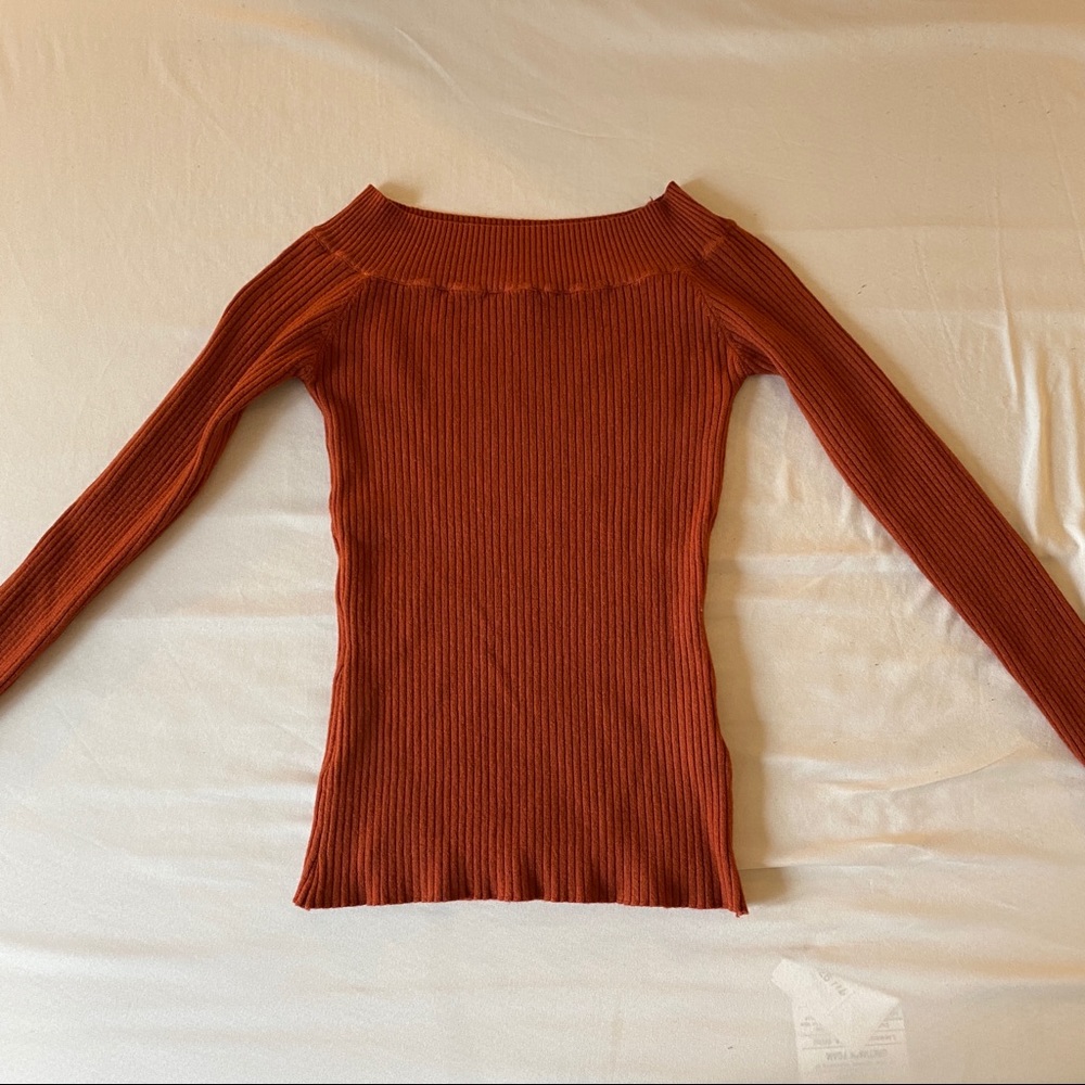 Orange Off the Shoulder Sweatshirt